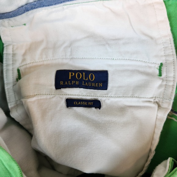 Polo Ralph Lauren Bedford Chino Shorts Men 35 Green Shark Sailboat Embroidered - Picture 7 of 14